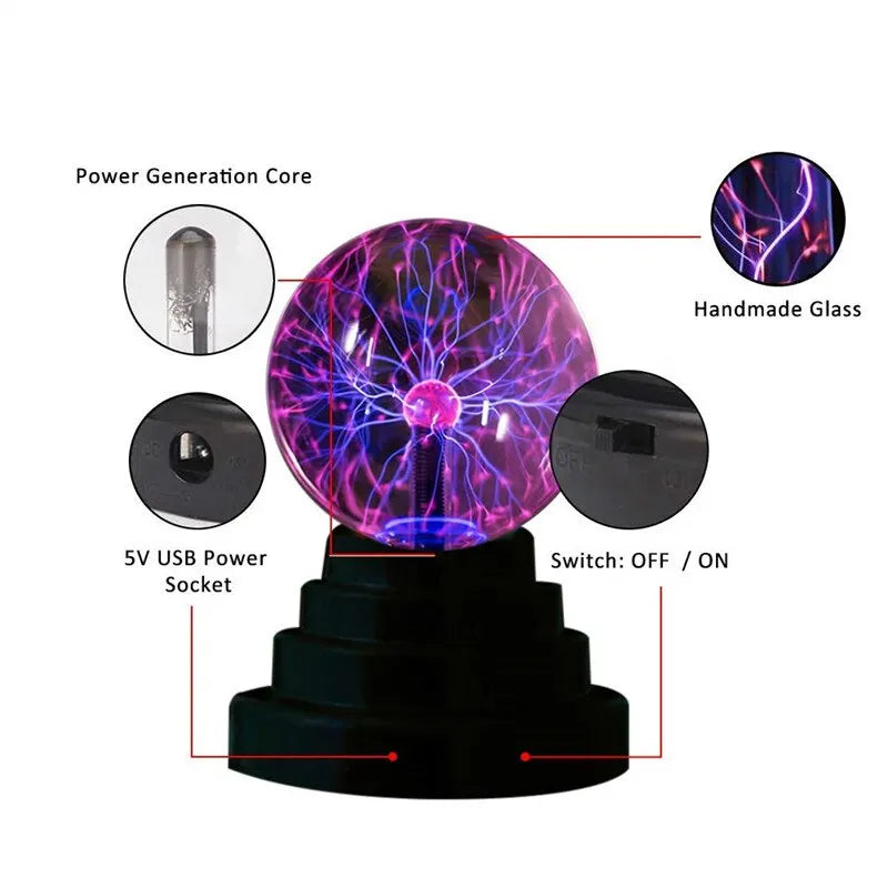 3 Inch Magic Plasma Ball Lamp Touch Sensitive Atmosphere Night Light Novelty Lamp Kids Birthday Christmas Gift