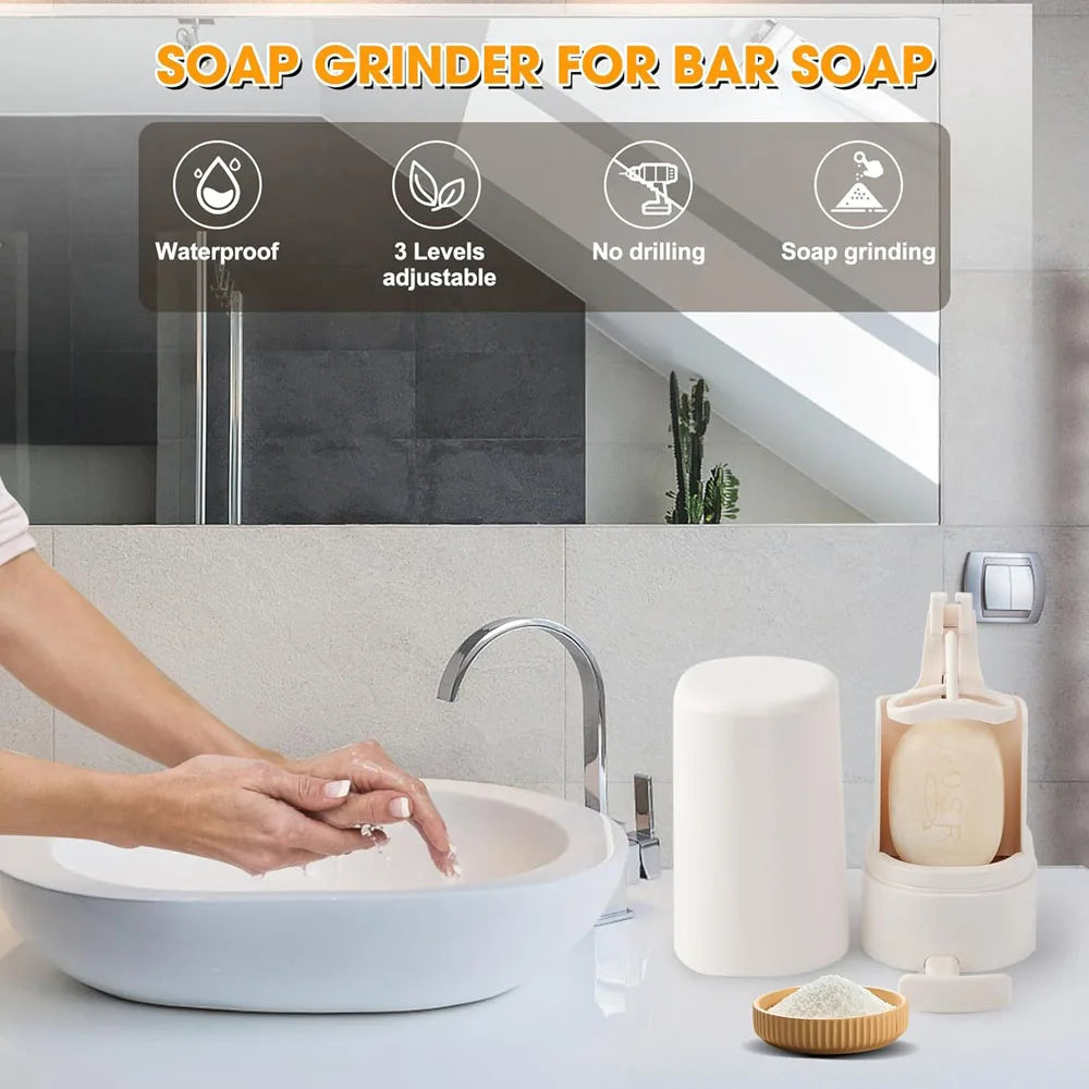 Soap Grinder for Bar Soap Wall-Mounted, No Drilling Waterproof Soap Container Cheese Grinder for Travel Kitchen Bathroom